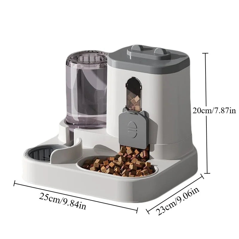 Mangeoire Automatique Anti-Déversement pour Chat & Chien avec Fontaine à Eau Intégrée