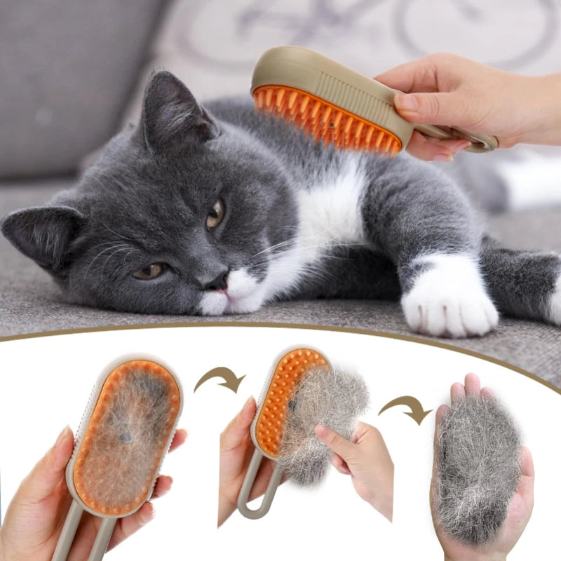 Brosse à vapeur pour chat et chien 3 en 1